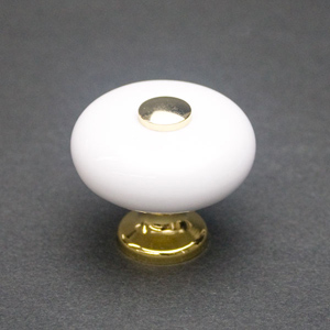 kth-j351 陶磁器製つまみ〈ホワイト/金色めっき〉/小
