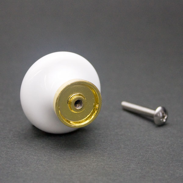 kth-j316 陶磁器製つまみ〈ホワイト(花柄)/金色めっき〉/大